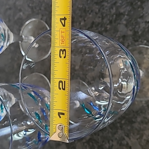 Barstow Cut Glass Blue and Turquoise Fish Goblets - Set of 4 - Picture 6 of 9